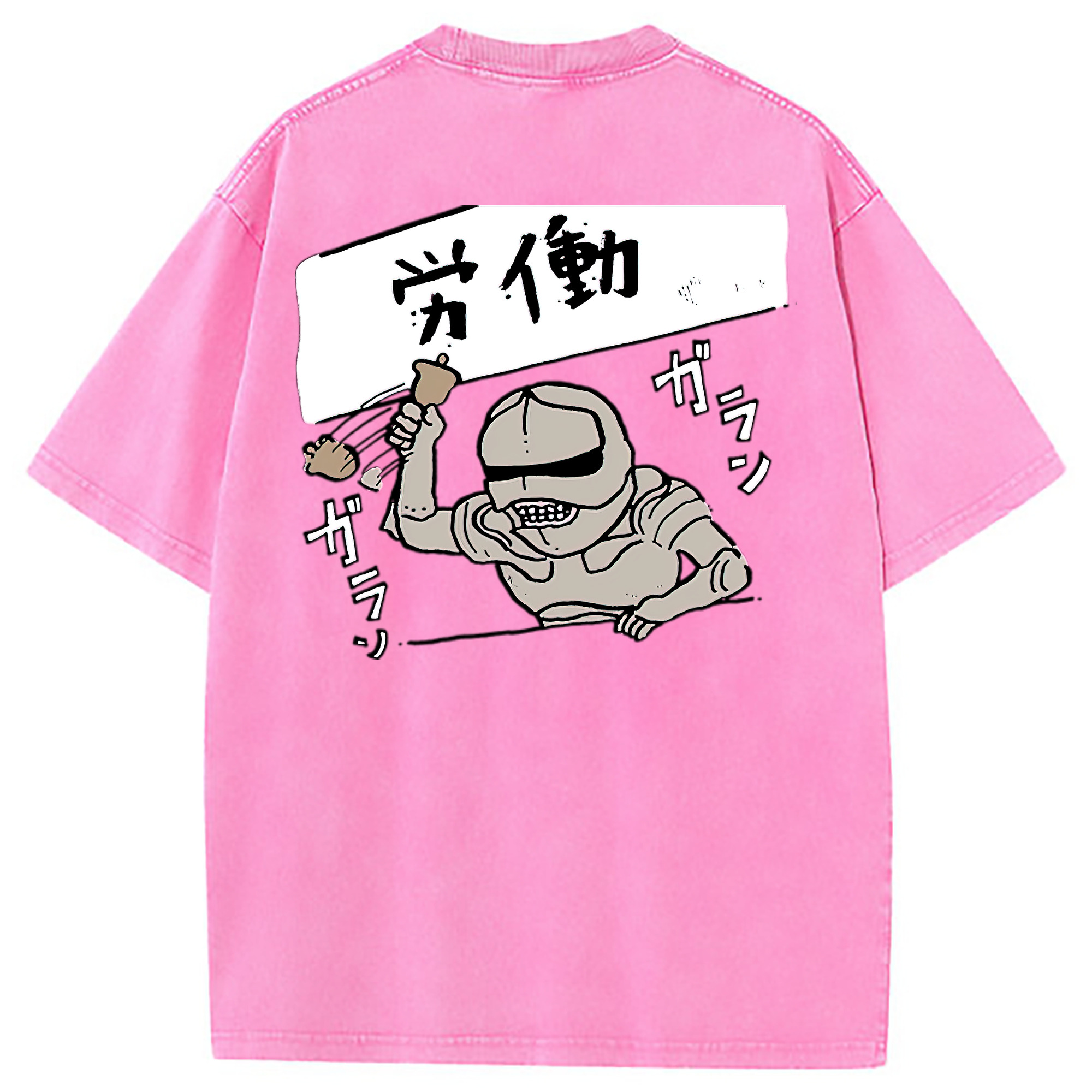 （画像用） ちいかわ 労働の鎧さん Chii-kawa Mr. Armor of Labor 綿100% ヴィンテージ風 半袖Tシャツ（背面プリント）